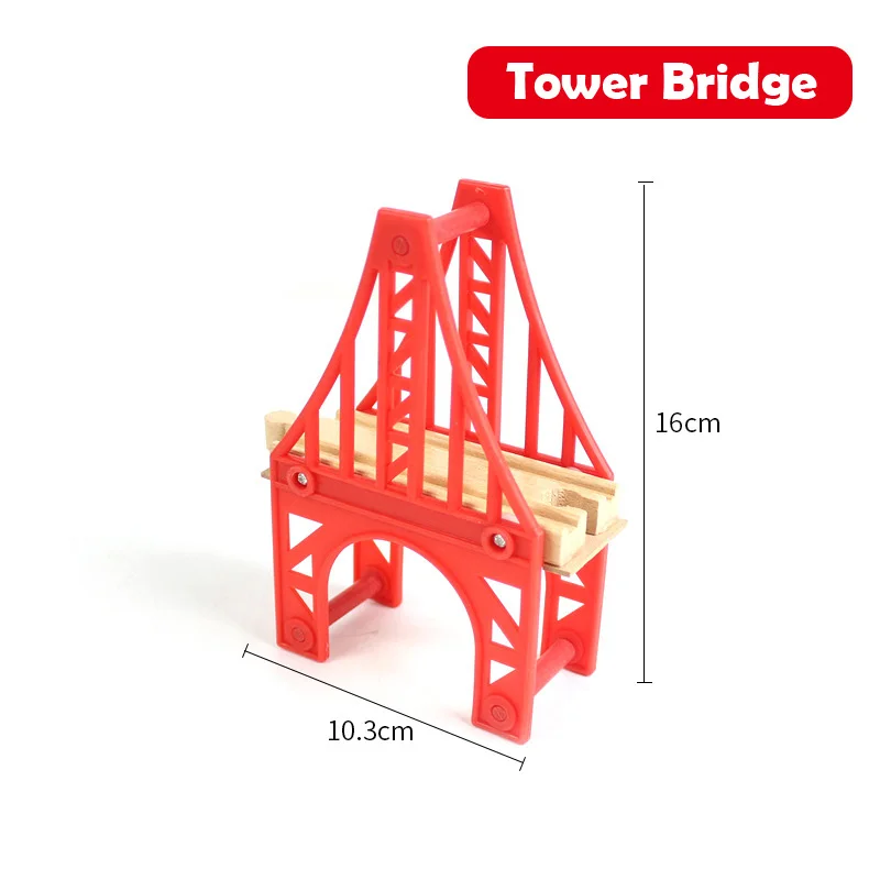 Wooden Track Railway Accessories Bridge Train Station Tunnel Cross Compatible All Brands Wood Track Educational Toys for Kids 14