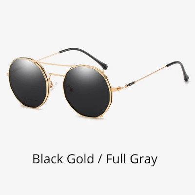 Black Gold-Gray Ralferty, 2 в 1, модные солнцезащитные очки по рецепту, женские поляризованные солнцезащитные очки на застежке, оптические Металлические оттенки для женщин, таможня Z17122 - Цвет линз: Black Gold-Gray