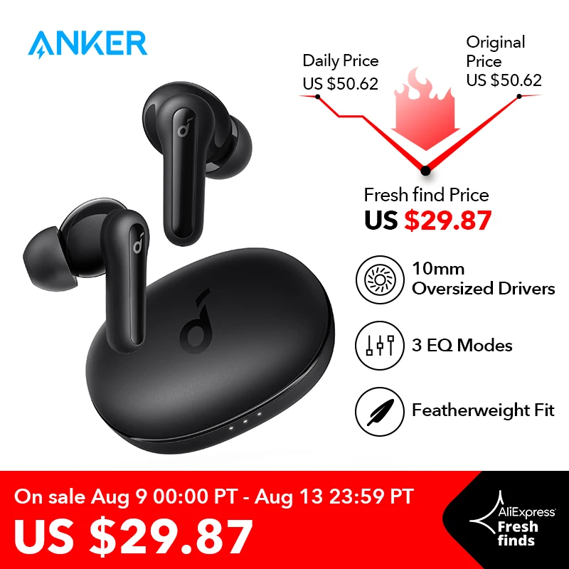 Soundcore by Anker Life P2 Mini True Wireless Earbuds, 10mm Drivers with Big Bass, Custom EQ, Bluetooth 5.2, 32H Playtime - 200 лучших товаров с Али