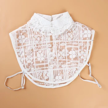 

Floral Lace Hollow Out Detachable Collar Women Girls Blouse Shirts Fake Collars Pure White