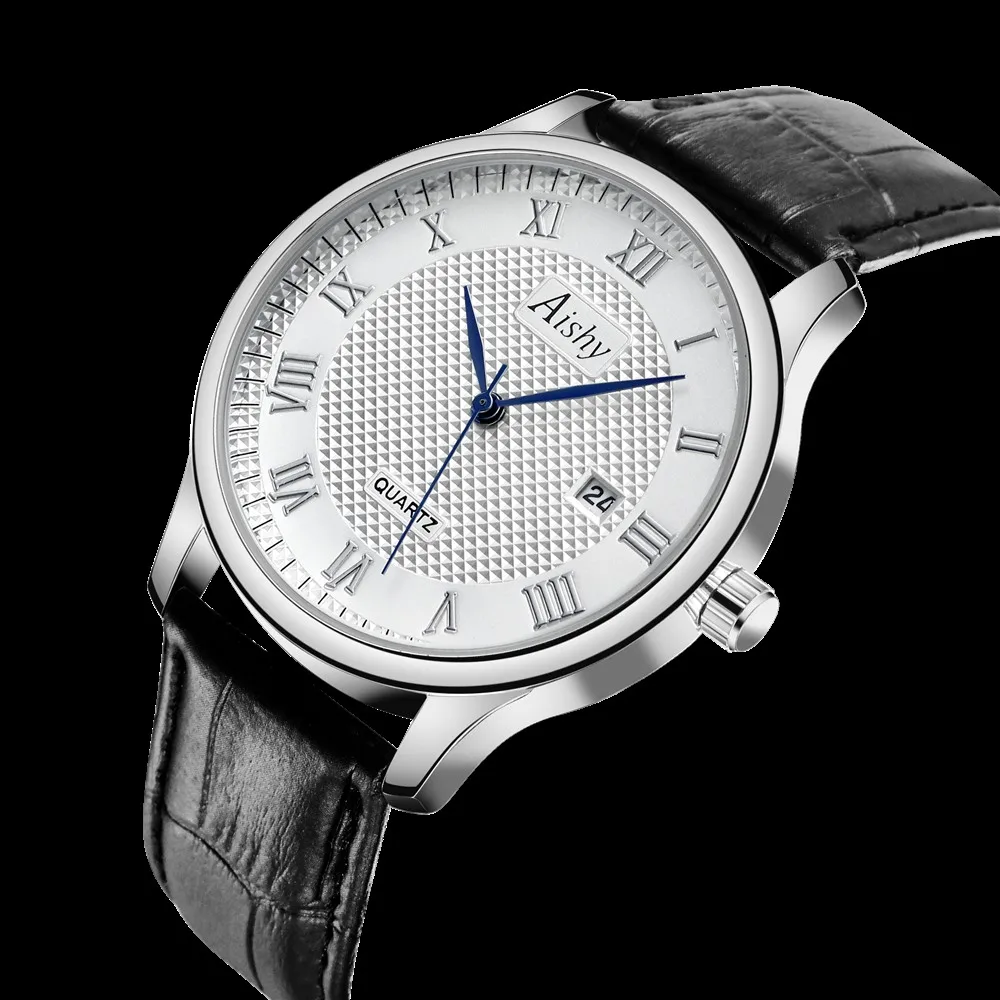 Men watch  genuine leather  classical  quartz wristwatch  Aishy  high quality watch   часы мужские  reloj  hombre
