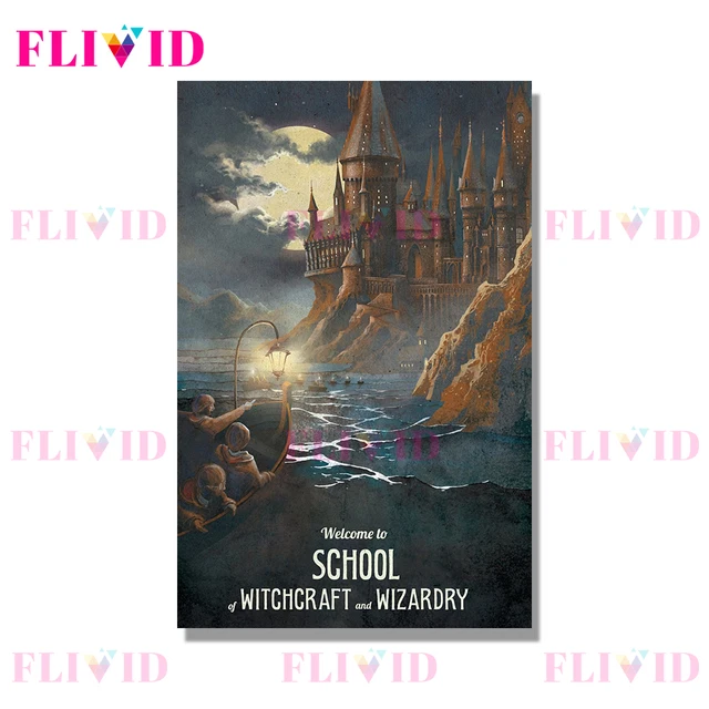 Famous Movie Witchcraft School Cartoon Scenery Nordic Poster Wall Art Canvas Painting Wall Pictures For Living Room Unframed C