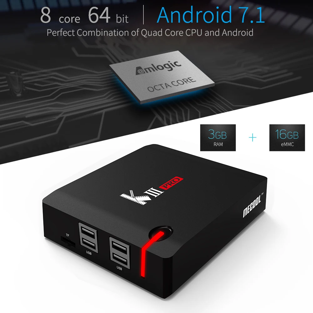 MECOOL 4K HDR smart tv box KIII PRO DVB-S2 DVB-T2 DVB-C Android 7,1 IP tv Box 3 Гб 16 Гб wifi blutooth android телеприставка