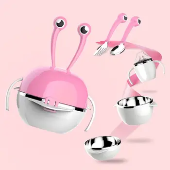 

7 Pcs Children’s Dinnerware Set Stainless Steel Infant Feeding Bowl Dish Spoon