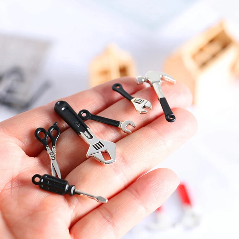 6 uds miniatura casa de muñecas Kits de reparación accesorios miniatura martillo llave muñeca casa decoración de muebles