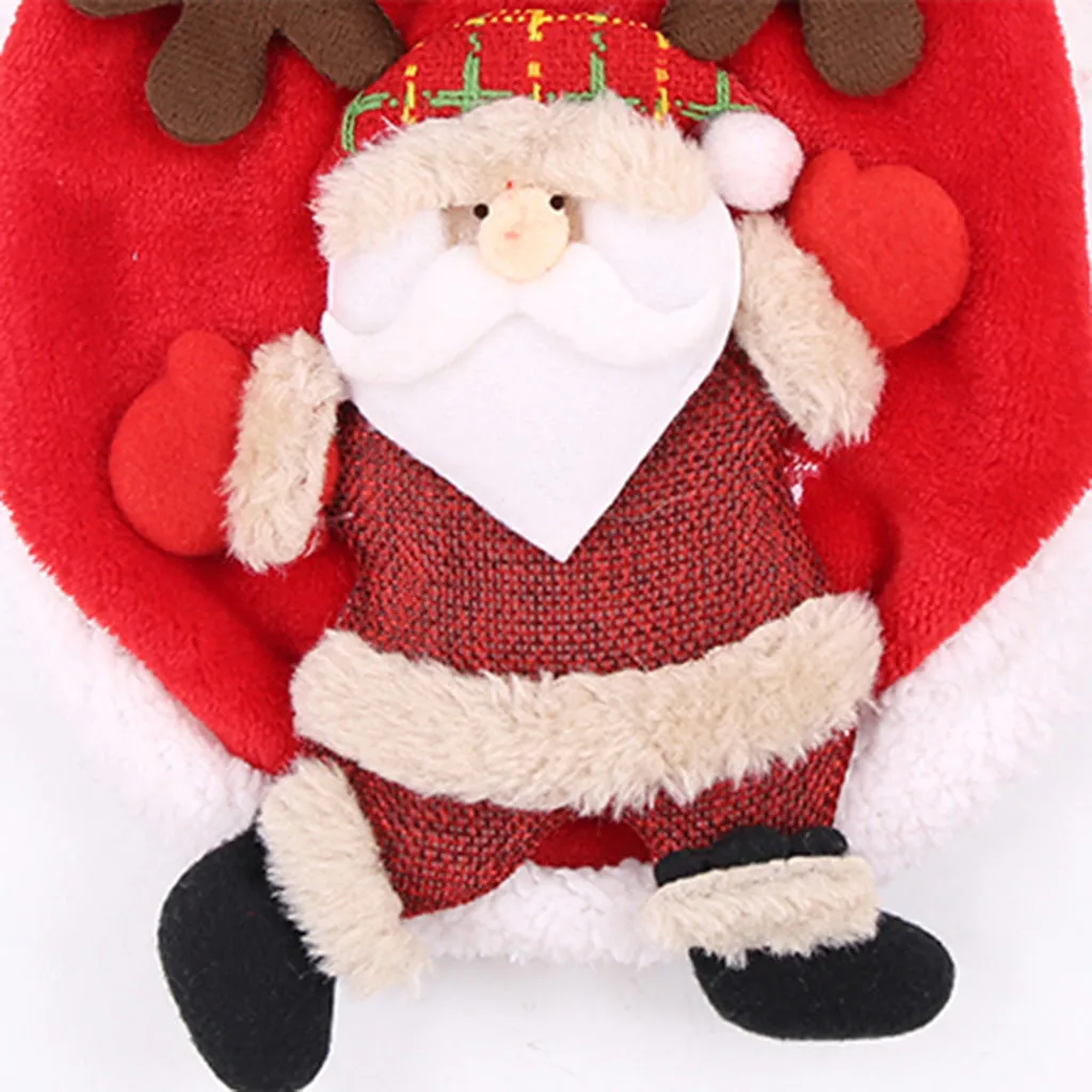 Домашнее животное Кошка Собака Рождество с Санта-Клаусом и оленем зимняя теплая одежда платье утепленная одежда с Рождеством натальные новогодние украшения