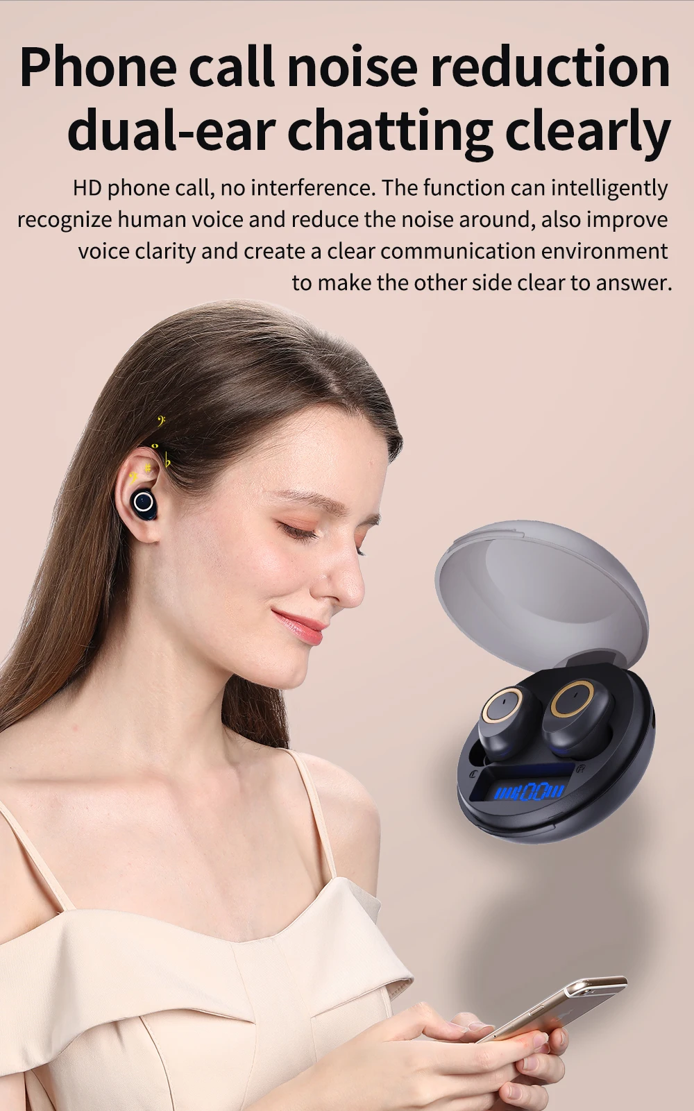 Bluedio D3 wireless earphone portable tws earbuds touch control bluetooth 5.1 in ear headset with charging case battery display