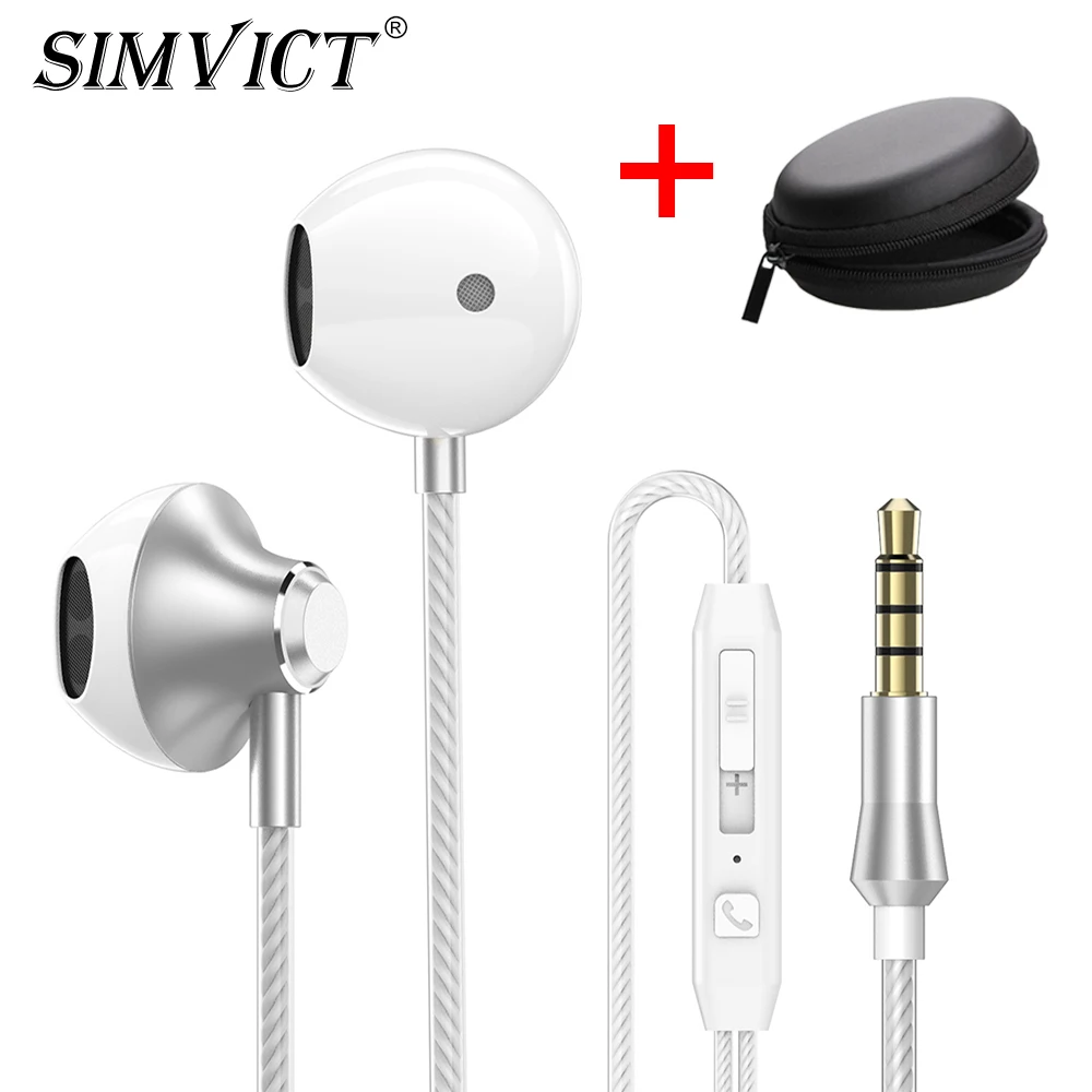 Simvict наушники вкладыши супер бас портативные с микрофоном проводные игровая