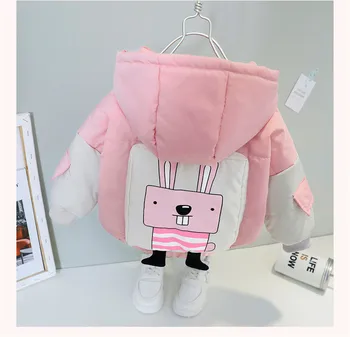 

Cartoon Rabbit Dog Children Winter Jacket Cute Warn Hooded Coat For Boys Girls Windbreak Thick Cotton-Padded Clothes