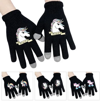 

Female Winter Lovely Cartoon Unicorn Gloves Full Finger Warm Gloves