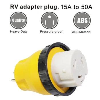 

RV Electrical Locking Adapter 15A Male to 50A Female Locking Plug Connector