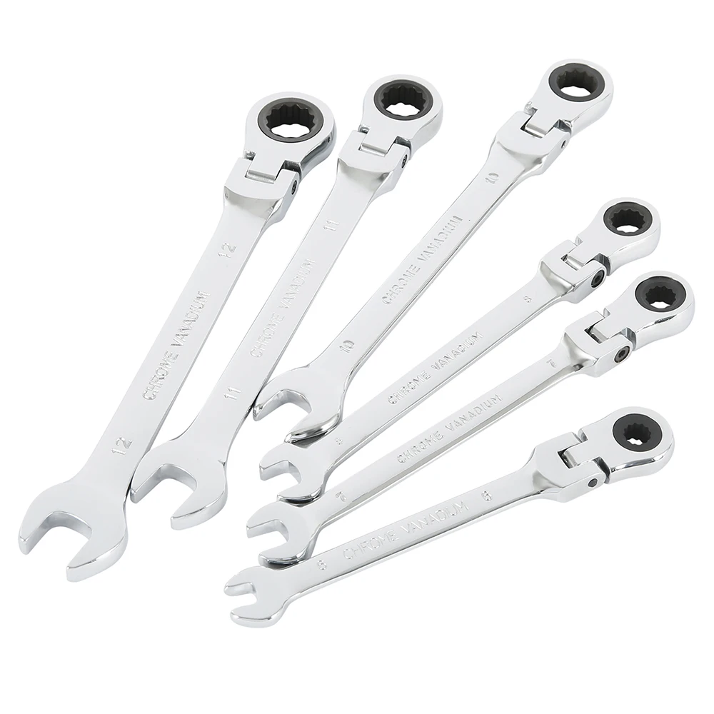 6pcs 6 шт./компл. Ratchet Комбинации метрических для шлица «звездочка» Набор торцевых гаечных ключей тонкой зуб Шестерни кольцо крутящего момента и гнездо для шлица «звездочка» Набор торцевых гаечных ключей Гайка Инструменты для ремонта - Цвет: 6pcs