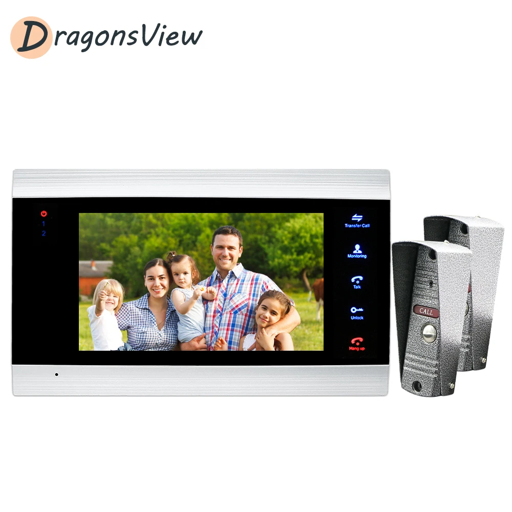 Видеодомофон Dragonsview домофон с дверным звонком экран 7 дюймов 1200TVL функцией записи