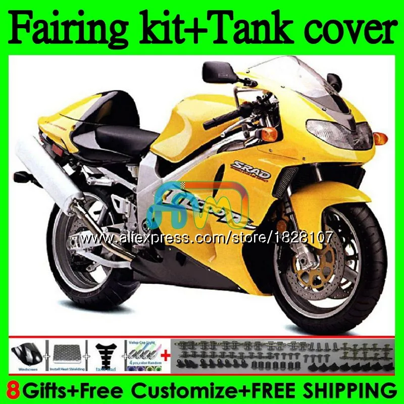 Комплект+ майка для SUZUKI TL1000R 1998 1999 2000 2001 2002 2003 100BS. 59 TL1000 TL 1000 R 1000R 98 99 00 01 02 03 желтый ГОРЯЧИЙ обтекатель
