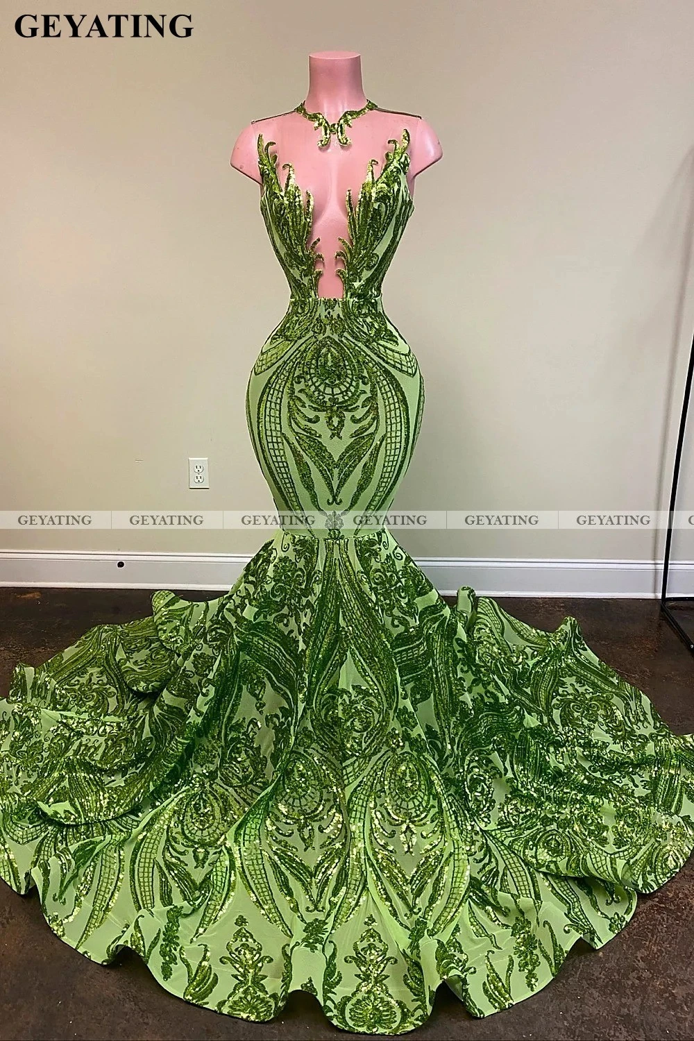 olive green sequin dress