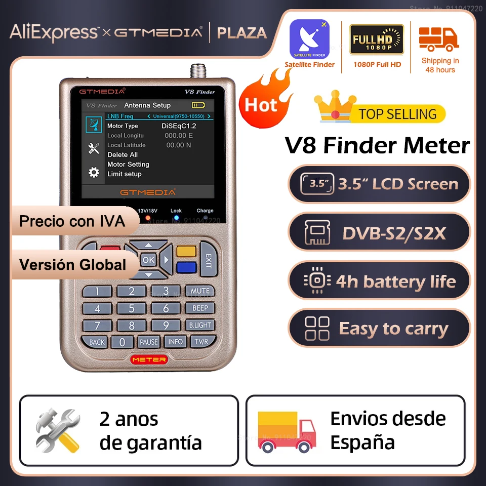 GTMEDIA V8 Finder Meter 3.5&quot LCD Digital Satellite Signal DVB-S/S2/S2X 1080P Freesat Astra 19.2 Ship from Spain Germany | Электроника