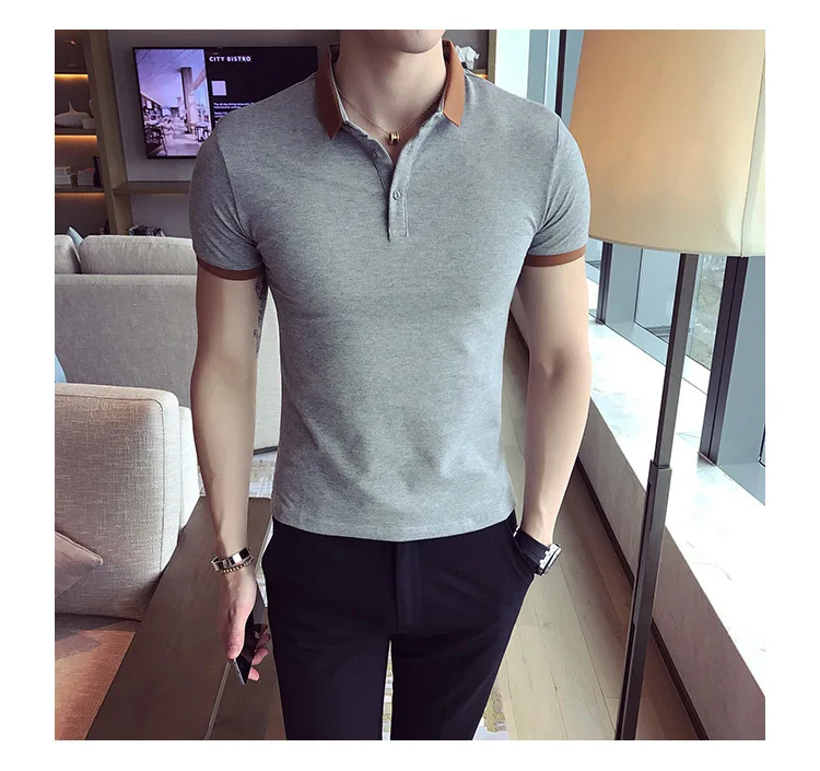 Повседневные мужские Поло, Para Hombre Camisa Polo, Корейская новая брендовая мужская рубашка поло, мужская хлопковая рубашка с коротким рукавом, мужские топы, Mannen Kleding