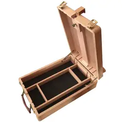 Boîte de rangement Portable en hêtre pour croquis, outils de peinture couleur bois, pinceaux de dessin, accessoires de pigments, conteneur avec chevalet 