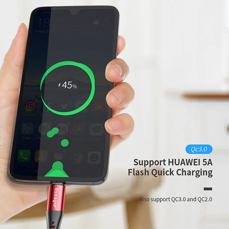 Кабель Essager usb type-C для samsung S9 S8 Быстрая зарядка type-C кабель для зарядки мобильного телефона USB C для Xiaomi mi9 Redmi note 7