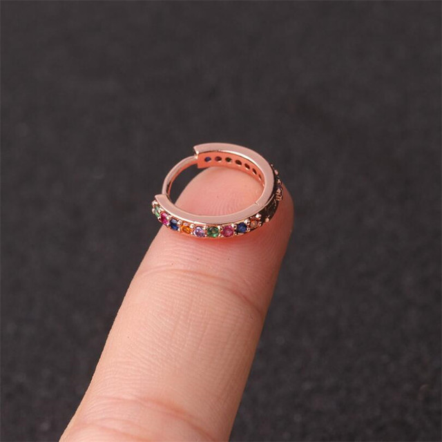 Gold Silver Colour Ear Piercing Jewelry CZ Helix Cartilage Earring Rook Hoop Snug Piercing Ring
