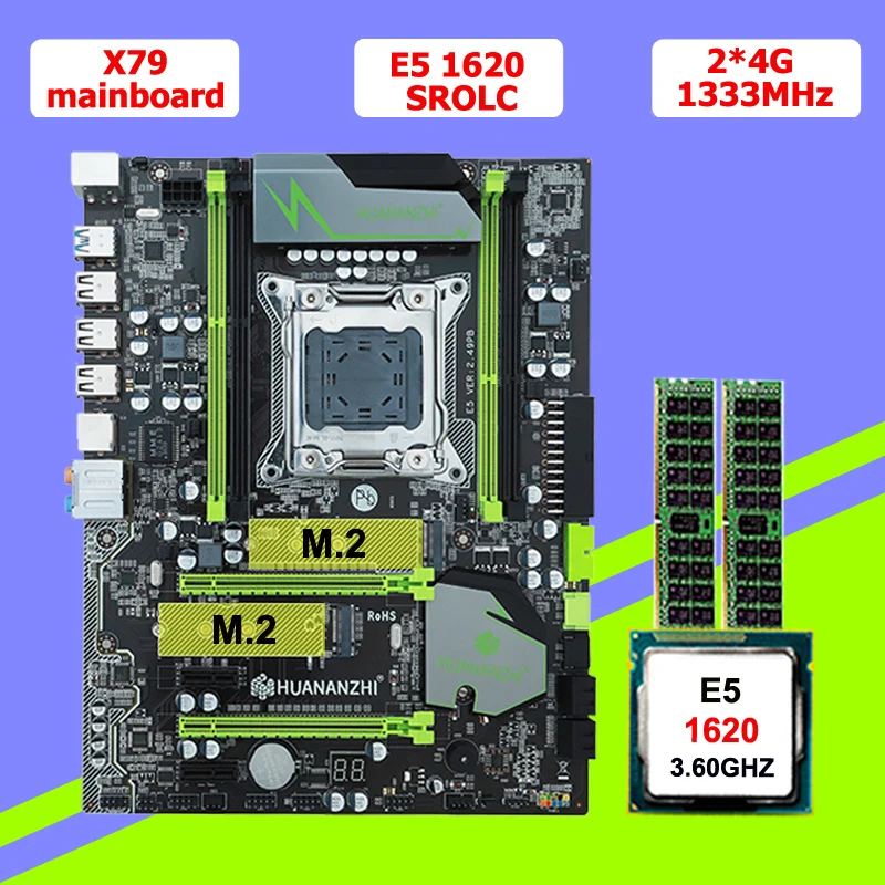 #^Special Price HUANAN V2.49 X79 motherboard CPU RAM combos Xeon E5 1620 SROLC CPU (2*4G)8G DDR3 RECC memorry all good tested 2 years warranty