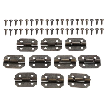 

100Pcs 22*17mm Metal Wardrobe Cabinet Door Hinges Decorative Butt Hinge Jewelry Chest Wooden Box Position Hinges with 400 Screws