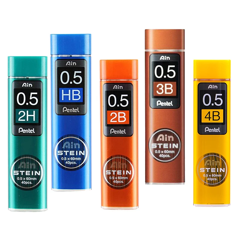 Pentel 4 трубки/партия Stein усиленный кремниевый карандаш 0 5*60 мм 2H H HB B 2B 3B 4B для
