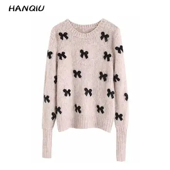

2019 Kawaii bow knitted sweater women soft pullovers streetwear korean fashion oversized sweater women winter tops ropa mujer