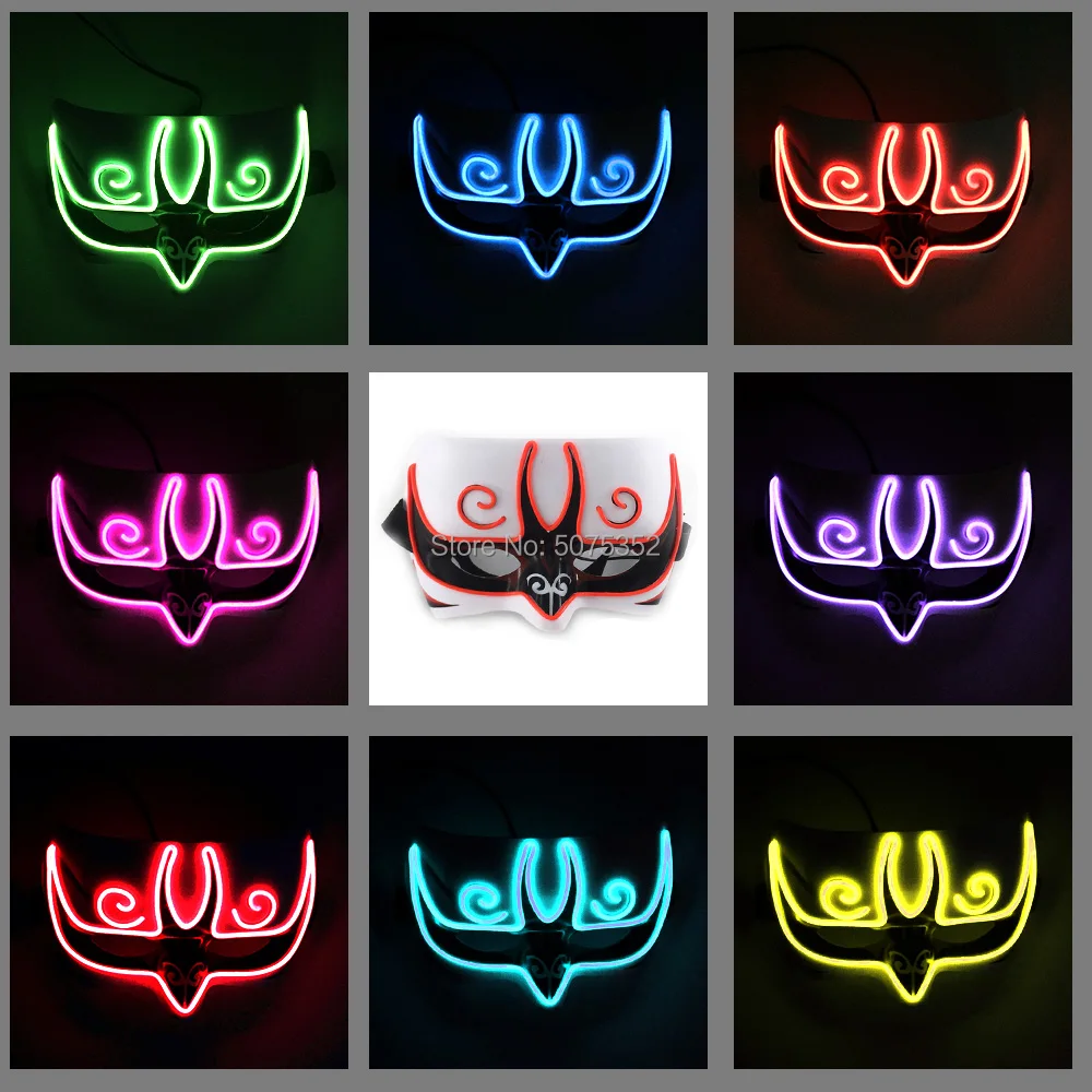 Comic Con Cosplay Led Mask Dance Dj Half Face Masquerade El Mask Japanese Light Up Mask Per Carnival Birthday Giorno Di Paga