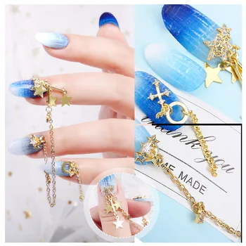 

CHUNYOU Brand New 3D Metal Nail Art Pendant Chain 10-17mm Japanese style Nails decorations Crystal Manicure Zircon Diamond Charm