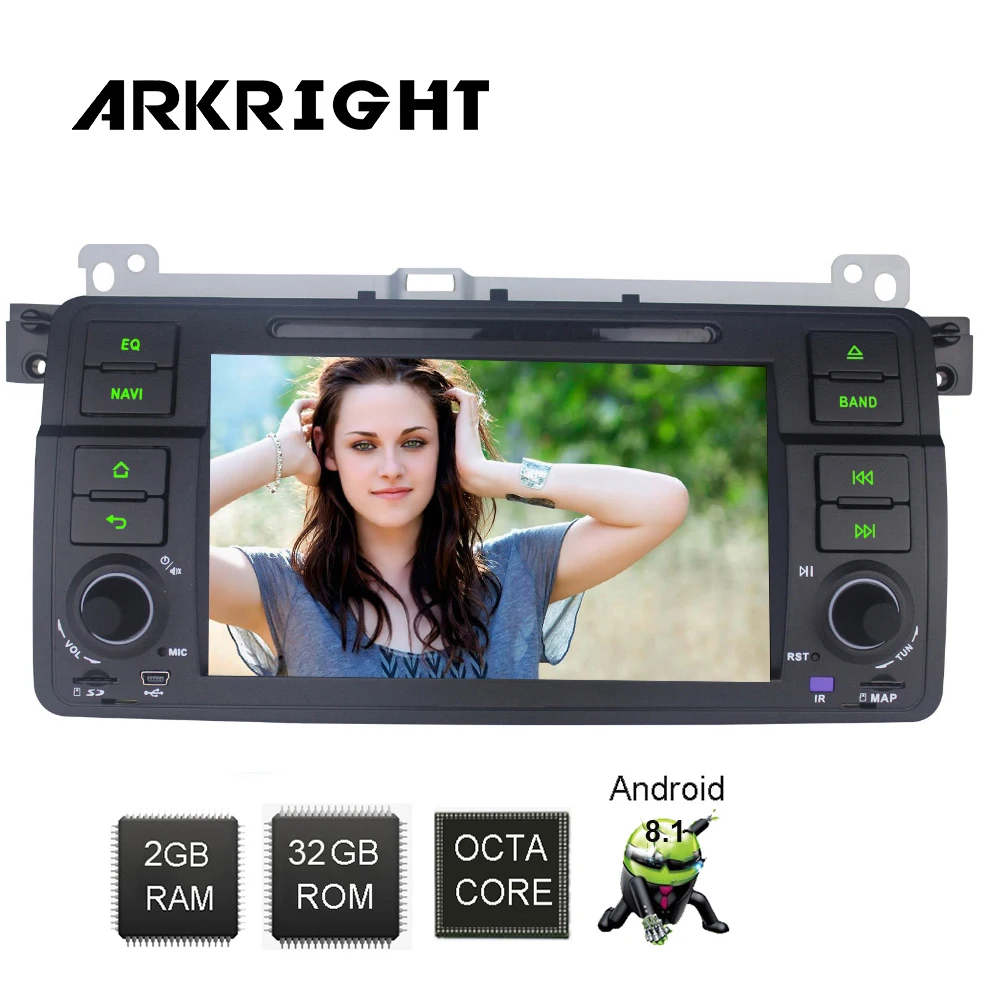 Автомагнитола 7 дюймов 1 Din Android 8 Восьмиядерный процессор 2 + 32 ГБ Wi Fi/GPS/Navi/Bluetooth/DSP