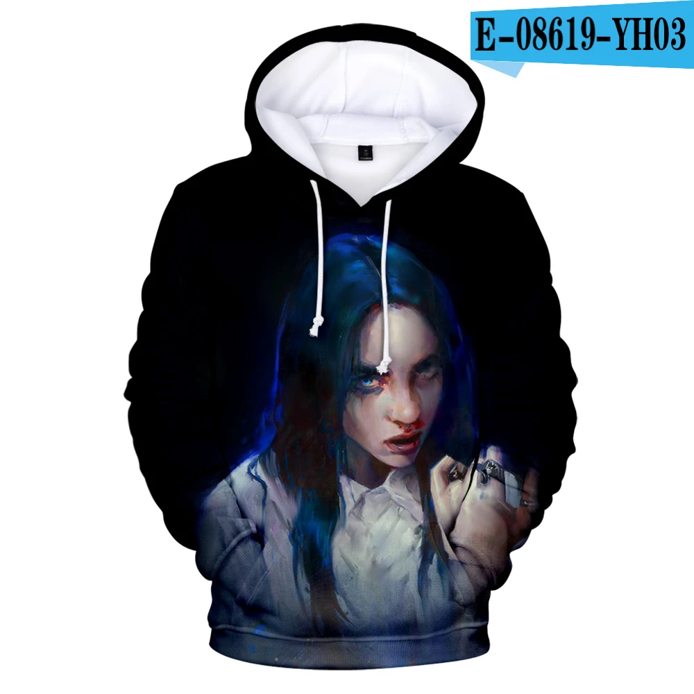3D Толстовки с капюшоном Billie Eilish для женщин и мужчин, модные детские осенние толстовки с капюшоном, пуловеры с 3D принтом Billie Eilish для девочек - Цвет: 3D