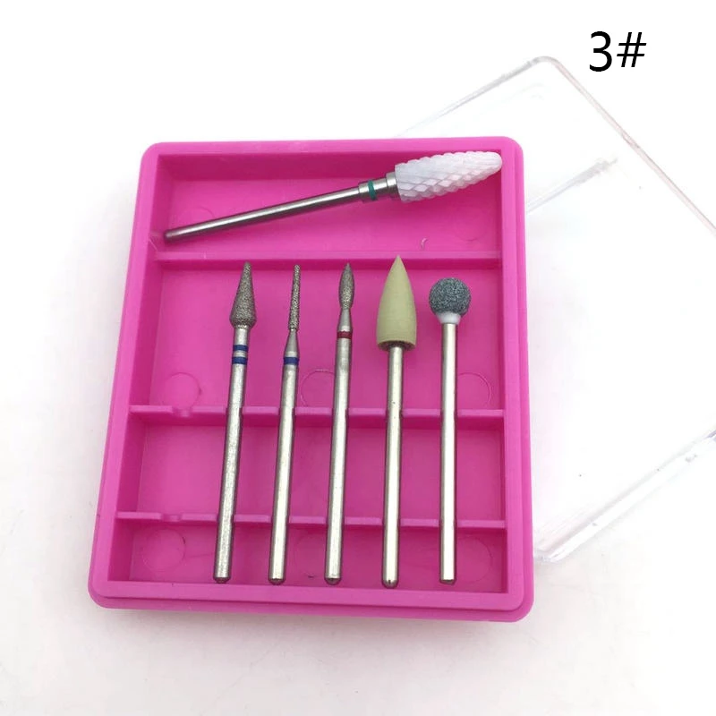 HTHL-6Pcs Алмазный Набор для ногтей, фреза для маникюра, роторные сверла для чистки ногтей, электрическая машина, аксессуары для дизайна