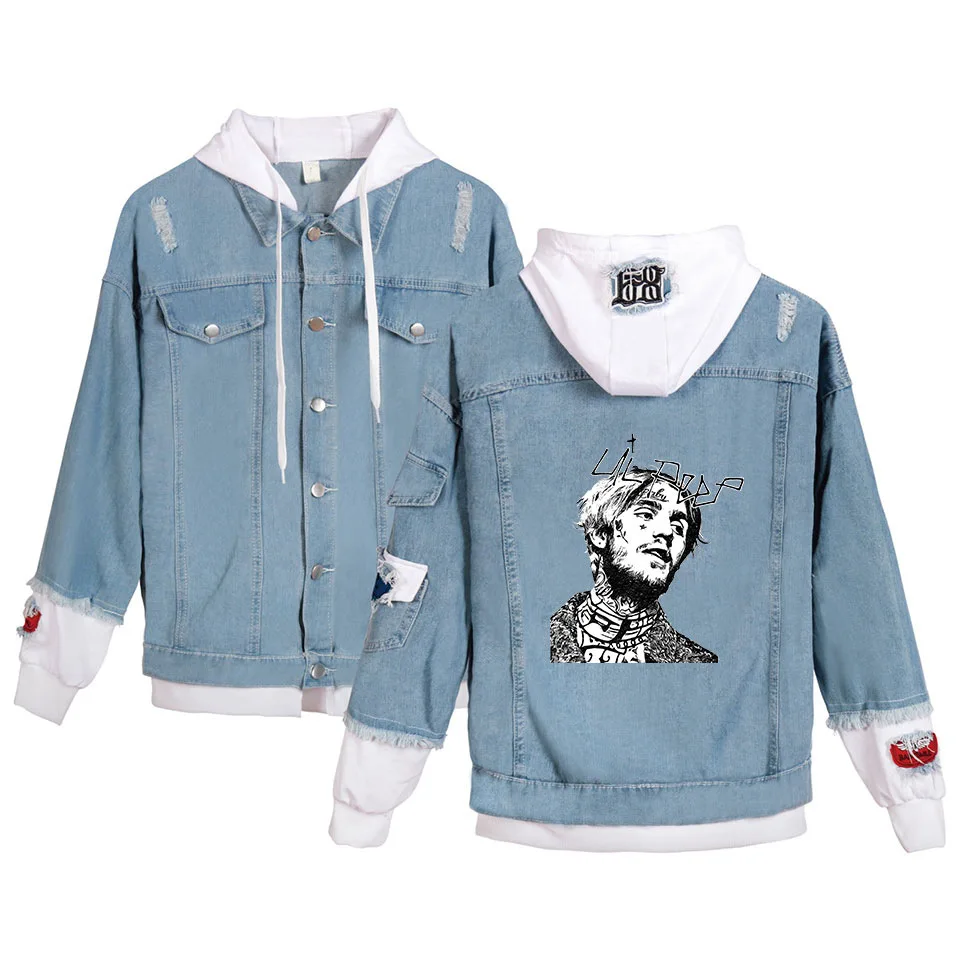 Lil Peep Jacket 1 WBDDT Love Lil, джинсовая куртка с открытым носком, мужское длинное пальто, теплая ковбойская поп джинсовая куртка, Мужская черная модная верхняя одежда 4XL - Цвет: Lil Peep Jacket 1