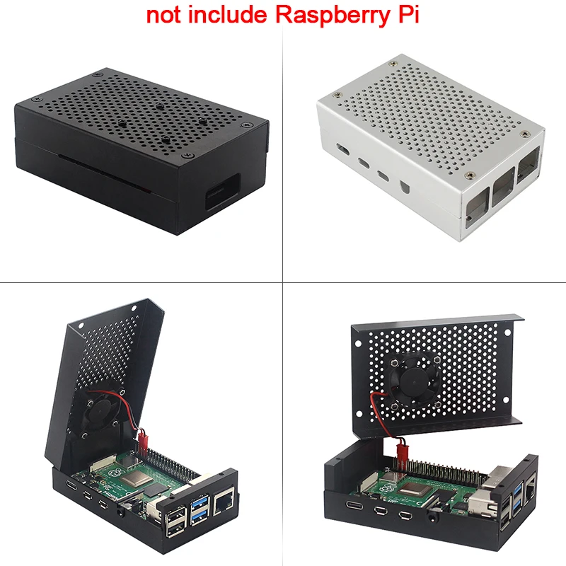 Raspberry Pi 4 Алюминиевый металлический чехол коробка+ блок питания+ кабель Micro HDMI+ радиатор+ вентилятор охлаждения для Raspberry 4 Модель B