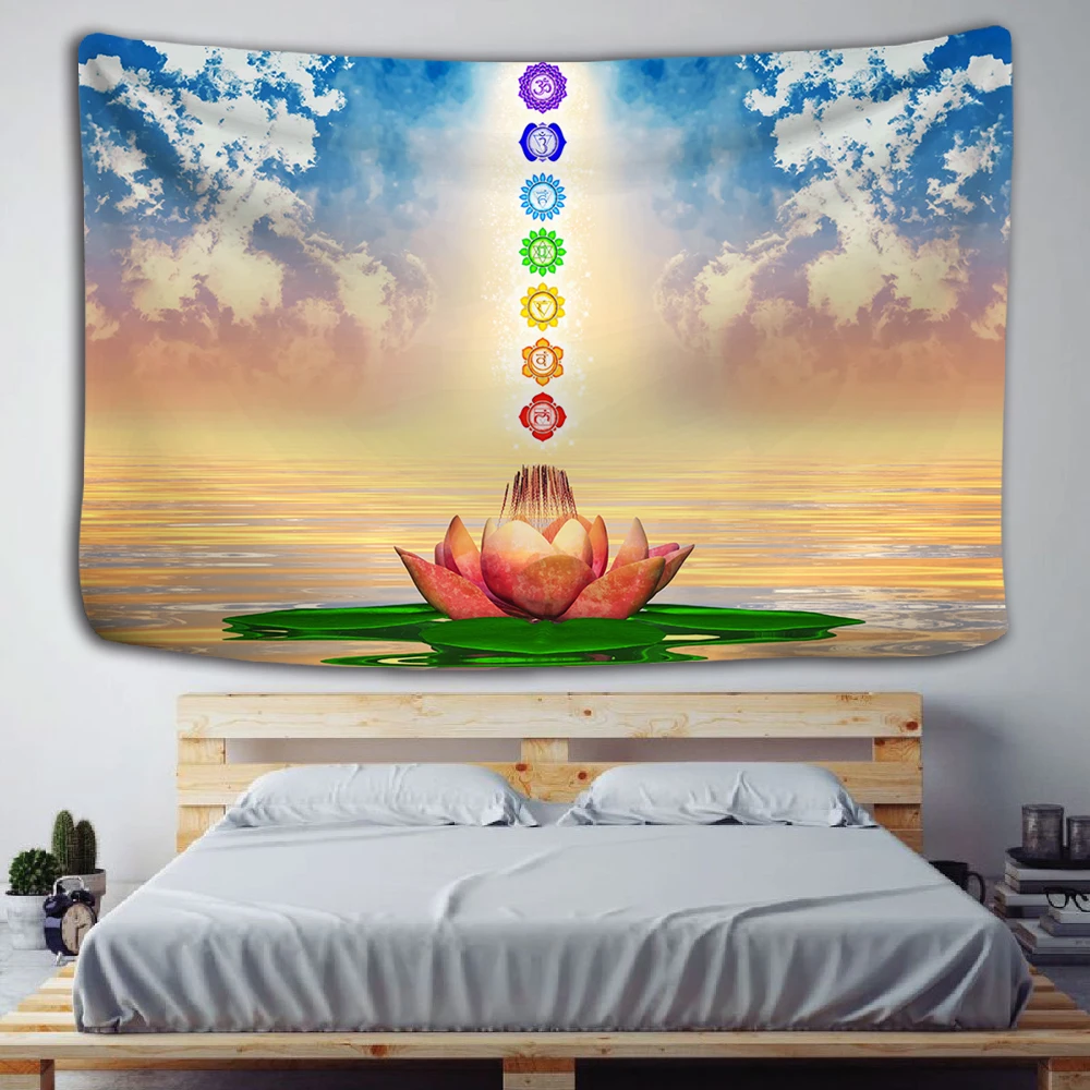 Details about   Seven Chakra Yoga Buddha Design Cotton Fabric Wall Hanging Twin Tapestry Hippeee 