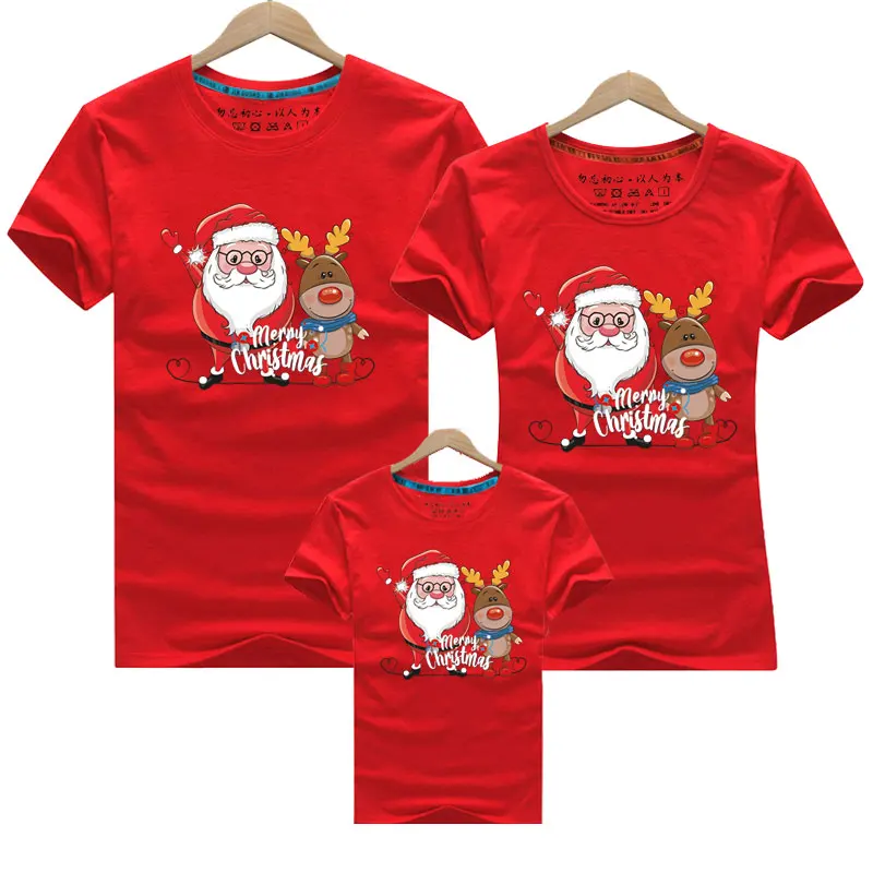 Mom Outfit Family Matching T-Shirt Merry-Christmas Daddy Daughter Mommy Baby Son Kids