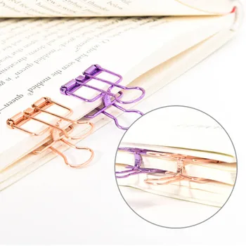 

2019 New Fashion Design Solid Metal Hollow Plating File Handbook Test Paper Long Tail Clip School Office Stationery 10 pcs/set