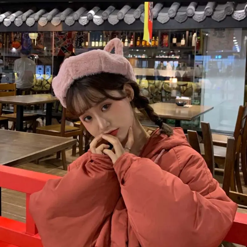 HANGYUNXUNHAO, шапка принцессы, милая Лолита, японский стиль, Mori Girl, Kawaii, кошачьи ушки, зимняя шапка, теплый шерстяной берет, ручной берет, шапка
