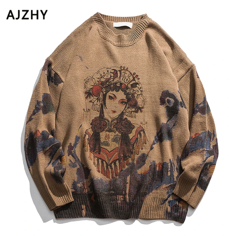 

Men Sweaters Casual Cartoon Cotton Warm Autumn Winter Cartoon Harajuku Vintage Hip Hop Streetwear Sweater Men Long Sleeve
