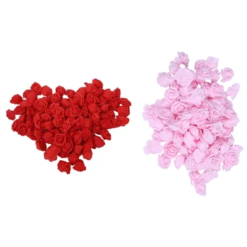 

200Pcs High Quality 6cm Foam Rose Heads Artificial Flower Heads Wedding Decoration(Pink & Red)