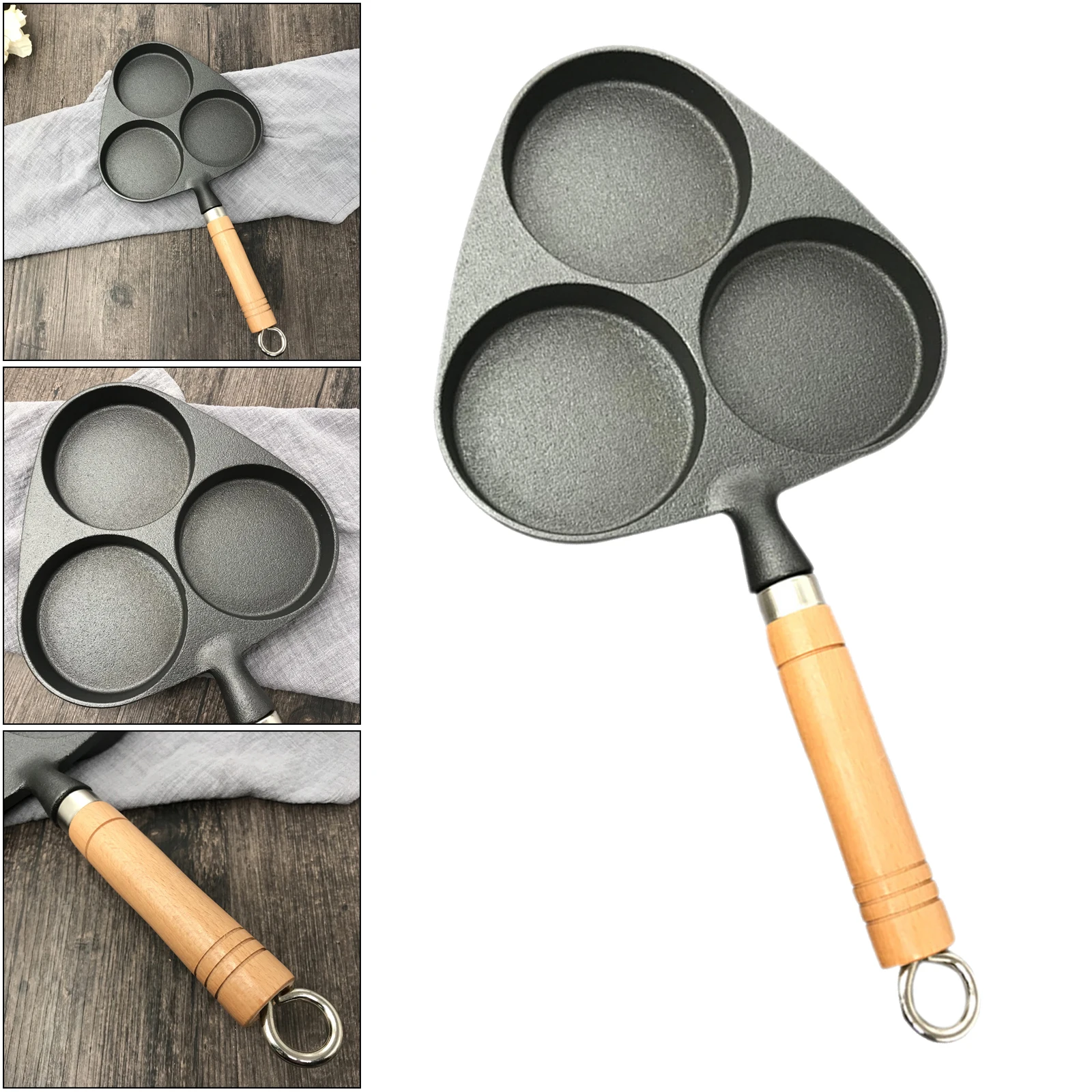 Omelet Pans 3-Cup Egg Frying Pan, Cast Iron Egg Cooker Pan