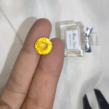 

natural bright yellow citrine nude gem fireworks color DIY ornament gift 12X12 mm size round shape on ring necklace jewelry
