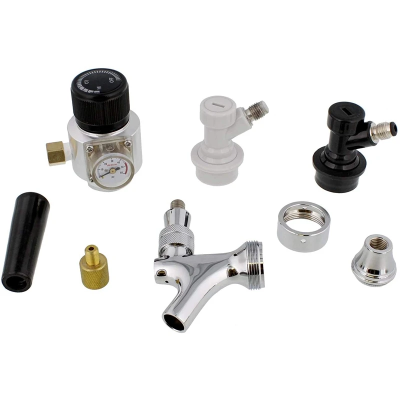 Portable Cornelius Keg Dispense Kit - Mini CO2 Regulator and Draft Beer Dispenser Keg Spout for Bee