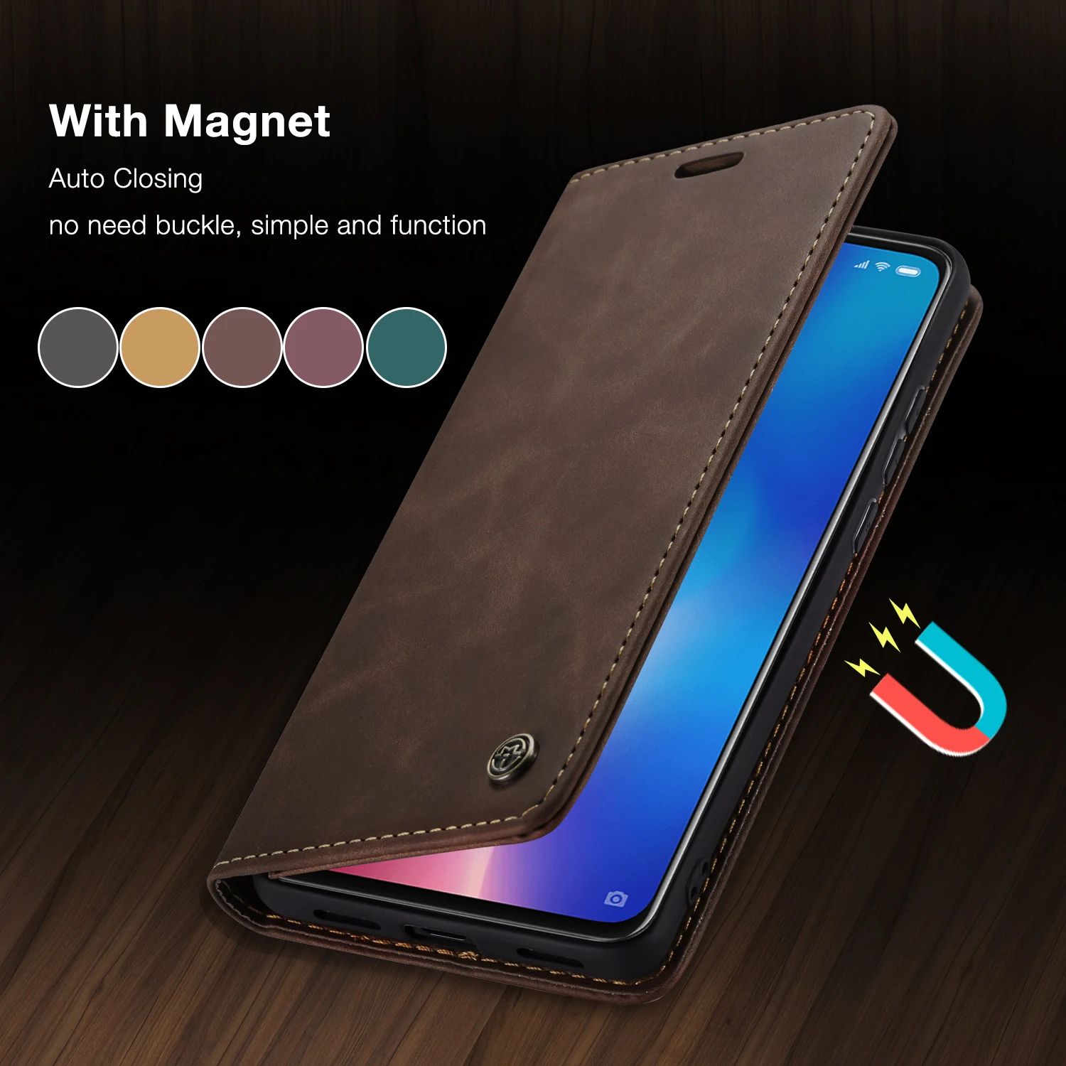 CaseMe для Xiaomi Mi9 Mi9T Ретро Магнитный кошелек кожаный чехол Redmi Note 8 роскошный флип