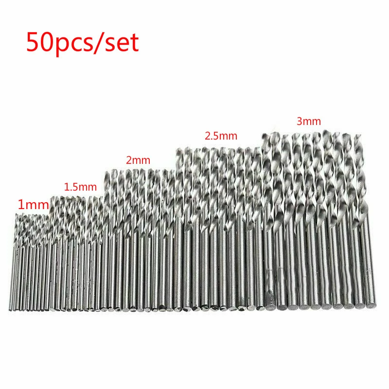 

50Pcs Titanium Coated High Speed Steel Drill Bit Set Tool 1/1.5/2/2.5/3mm Drill Bit tools Hole Puncher Woodworking Tools
