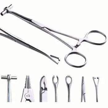 

Steel Ring Opening Closing Bending Pliers Tweezers Body Piercing Tools