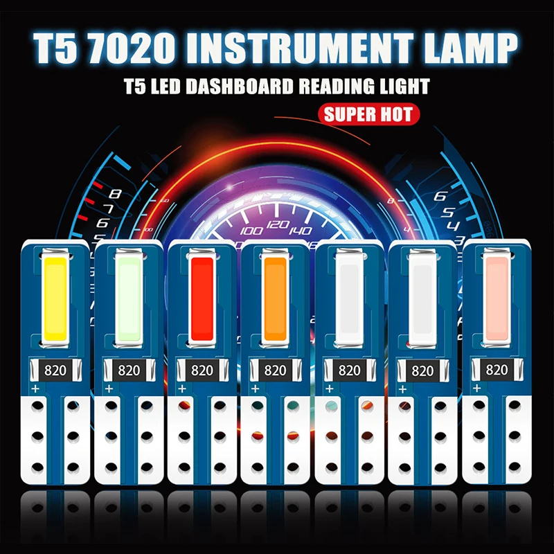 T5 LED 자동차 인테리어 조명, W3W W1.2W 슈퍼 브라이트 CSP LED 2SMD 자동차 대시 보드 워밍 표시기, 자동차 계기 램프, 12V, 10 개