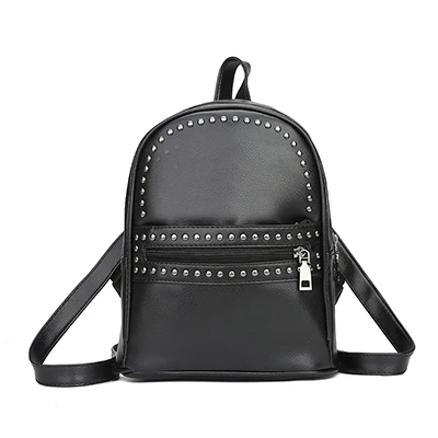 Vadim модная маленькая сумка, женский рюкзак с заклепками, женские рюкзаки, женские школьные сумки, мини рюкзак, высокое качество, Sac a Dos Mochila - Цвет: Black