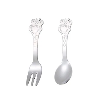 

Children 304 Stainless Steel Tableware Baby Training Tableware Cartoon Cutlery Outfit Learn To Eat Fork Spoon